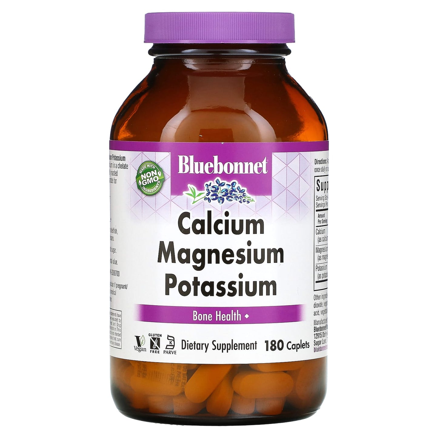 Bluebonnet, Calcium Magnesium Potassium, 180 Caplets UPC 743715007116 | Hilife Vitamins