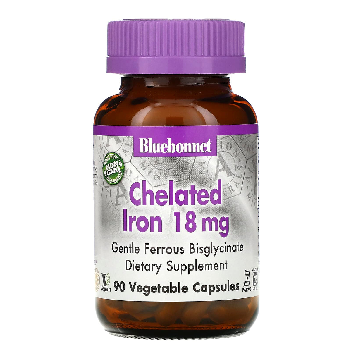 Bluebonnet, Albion Chelated Iron 18 mg, 90 Vegetarian Capsules UPC 743715007260 | Hilife Vitamins