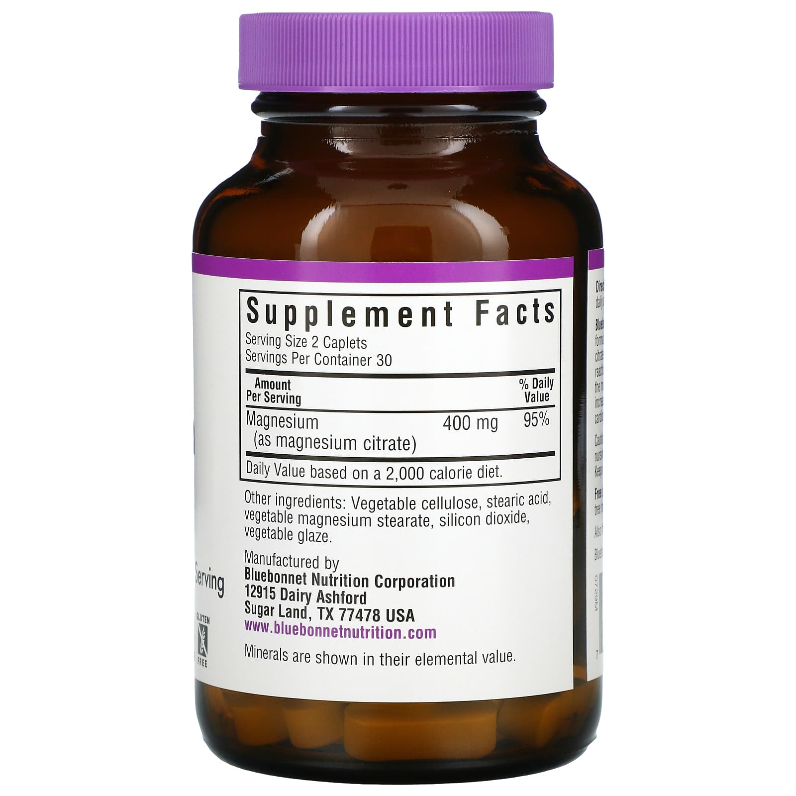 Bluebonnet, Magnesium Citrate, 60 Caplets UPC 743715007291 | Hilife Vitamins