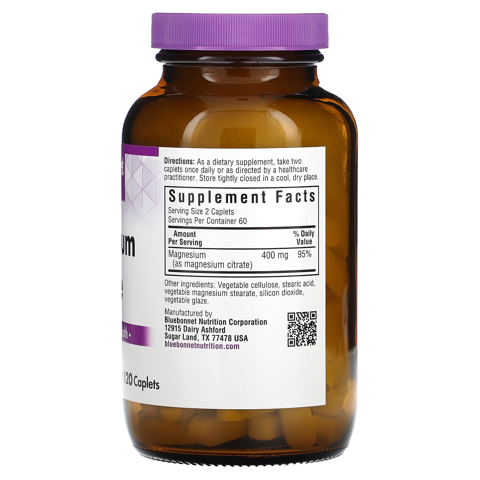 Bluebonnet, Magnesium Citrate, 120 Caplet UPC 743715007314 | HiLife Vitamins