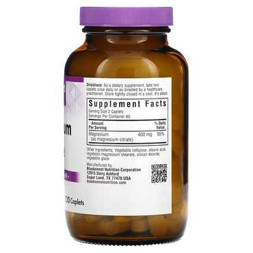 Bluebonnet, Magnesium Citrate, 120 Caplet UPC 743715007314 | HiLife Vitamins