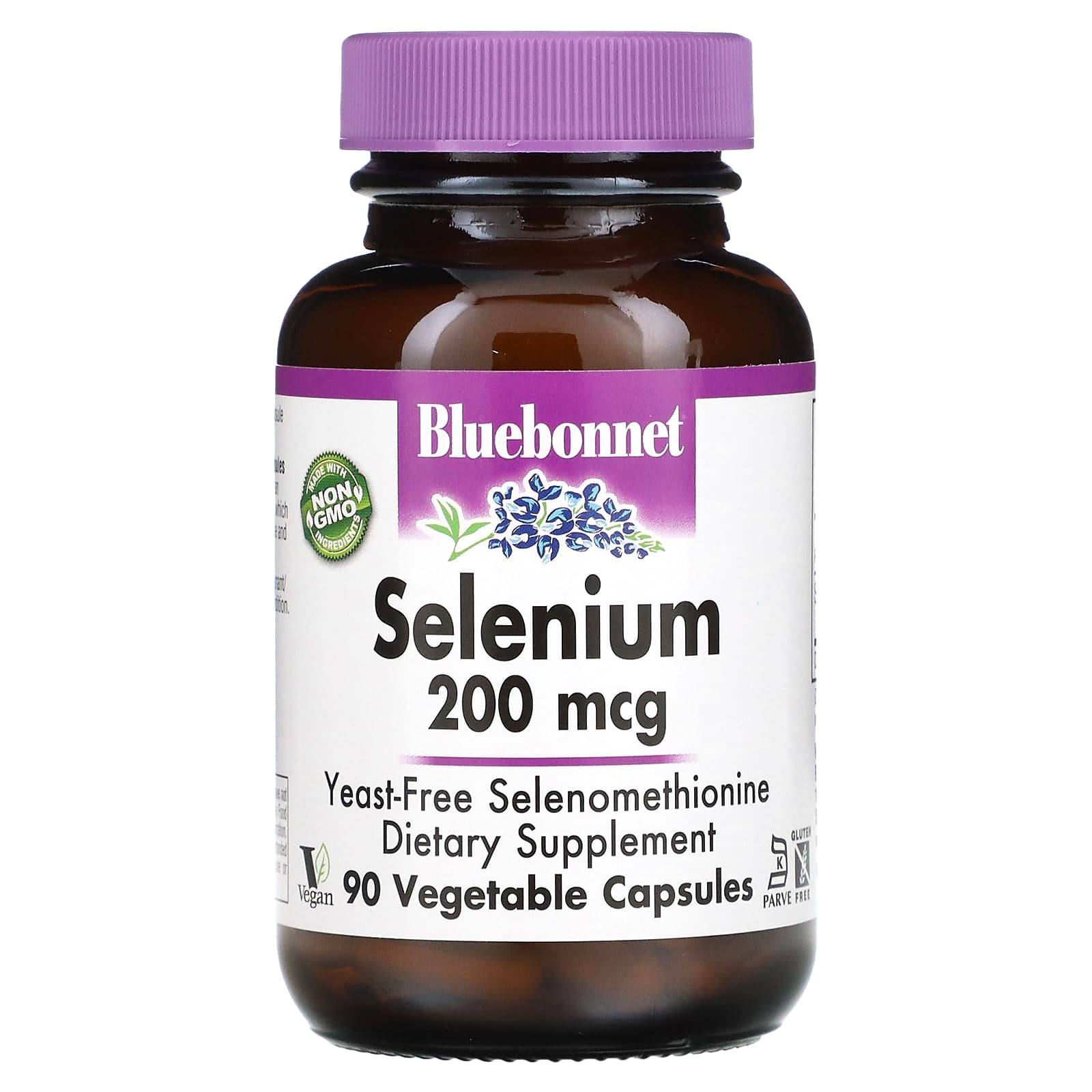 Bluebonnet, Selenium, Selenomethionine, 200 mcg, 90 Vegetable Capsules UPC 743715007369 | Hilife Vitamins