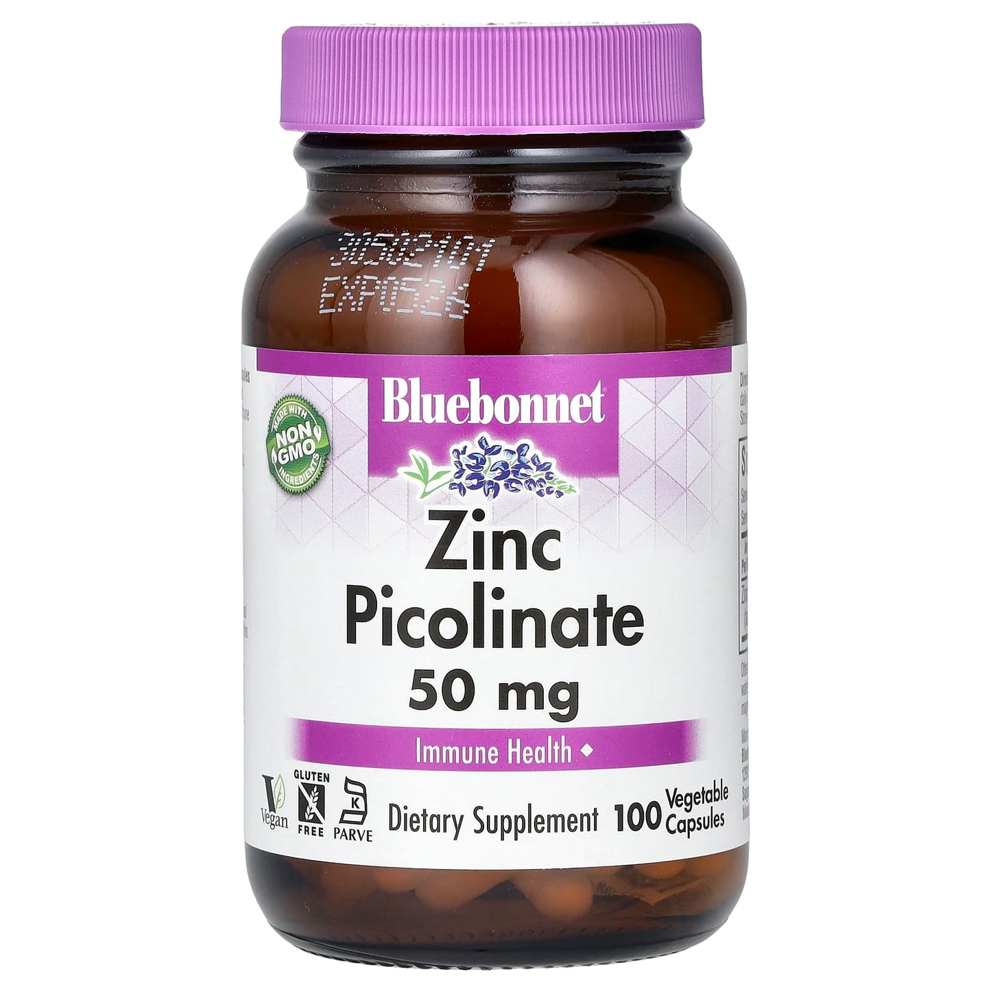 Bluebonnet, Zinc Picolinate, 50 mg, 100 Vegetable Capsules UPC 743715007406 | Hilife Vitamins