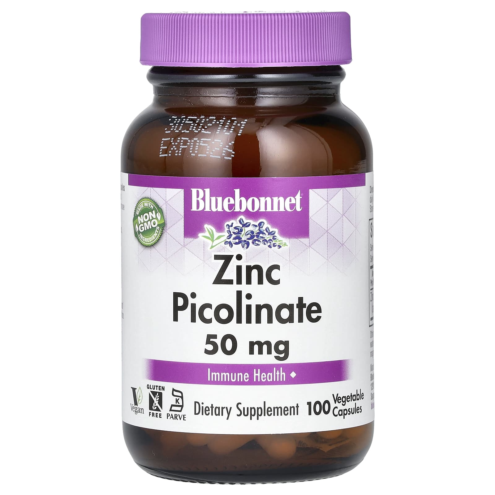Bluebonnet, Zinc Picolinate, 50 mg, 100 Vegetable Capsules UPC 743715007406 | Hilife Vitamins