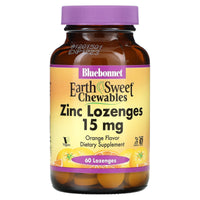 Bluebonnet, EarthSweet, Zinc Lozenges, Natural Orange Flavor, 15 mg, 60 Lozenges UPC 743715007451 | Hilife Vitamins