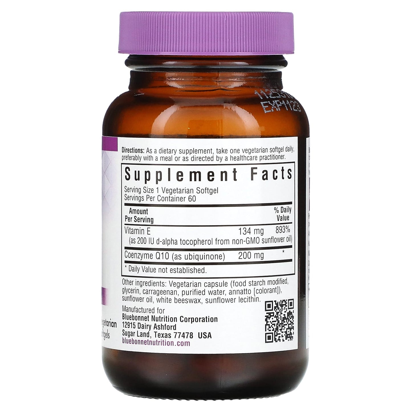 Bluebonnet, CoQ10, 200 mg, 60 Vegetarian Softgels UPC 743715008205 | Hilife Vitamins