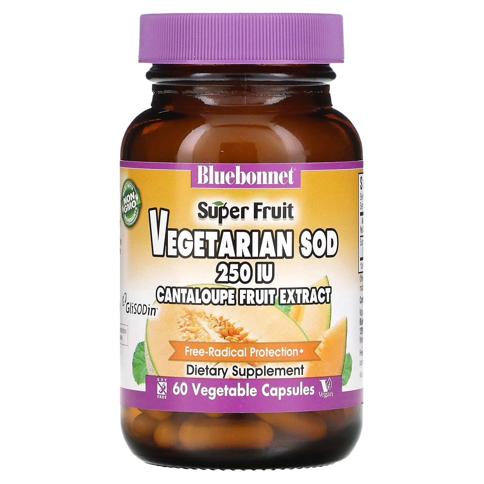 Bluebonnet, Super Fruit, Vegetarian Sod, Cantaloupe Fruit Extract, 250 iu, 60 Vegetarian Capsules UPC 743715008731