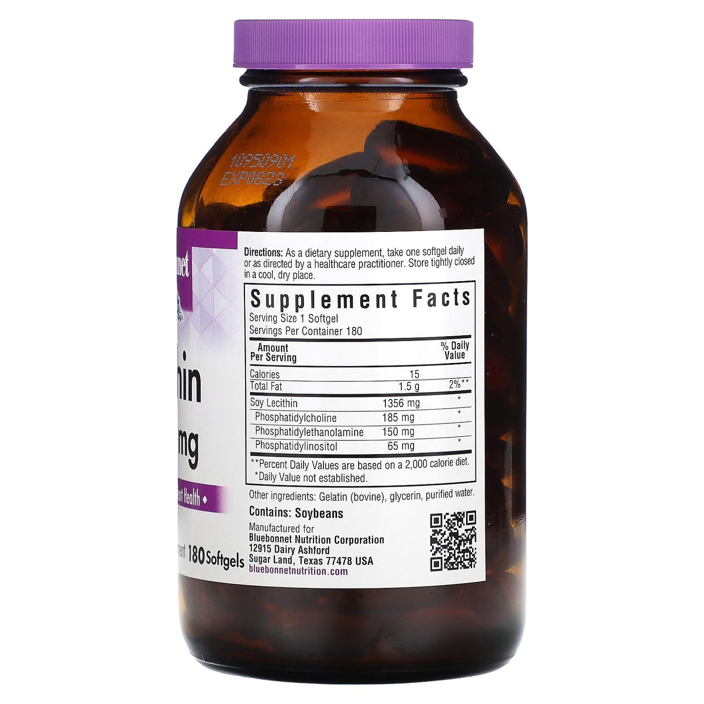 Bluebonnet, Lecithin 1365 Mg, 180 Softgels UPC 743715009264 | Hilife Vitamins