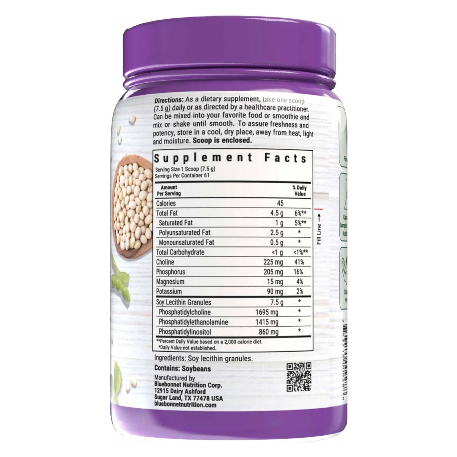 Bluebonnet, Lecithin Granules, Unflavored, 1 LB (458 g) UPC 743715009288 | Hilife Vitamins