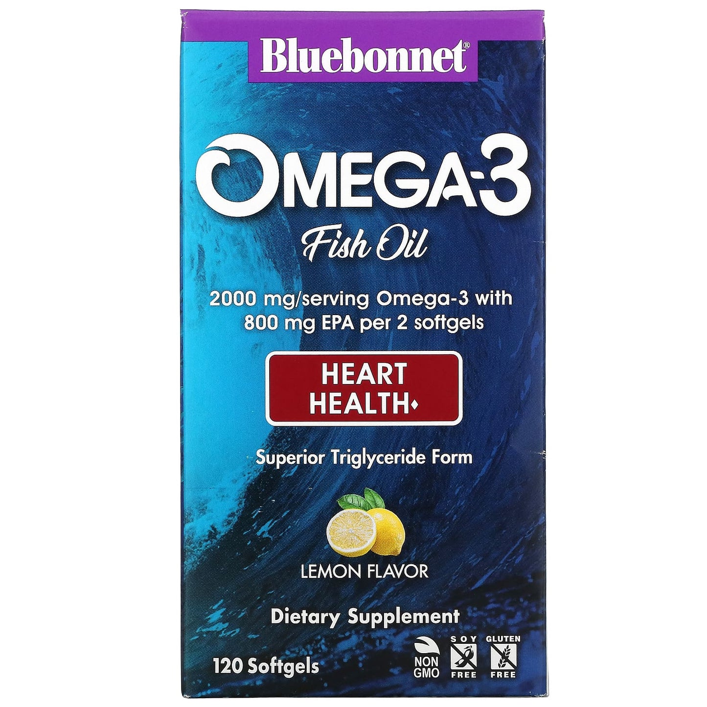 Bluebonnet, Natural Omega-3 Heart Formula, 120 Softgels UPC 743715009431 | Hilife Vitamins