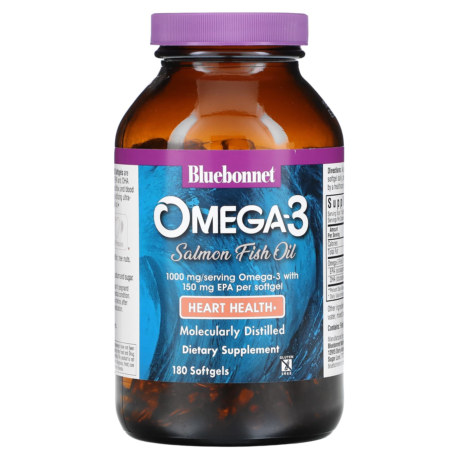 Bluebonnet, Natural Omega-3 Salmon Oil, 180 Softgels UPC 743715009530 | Hilife Vitamins