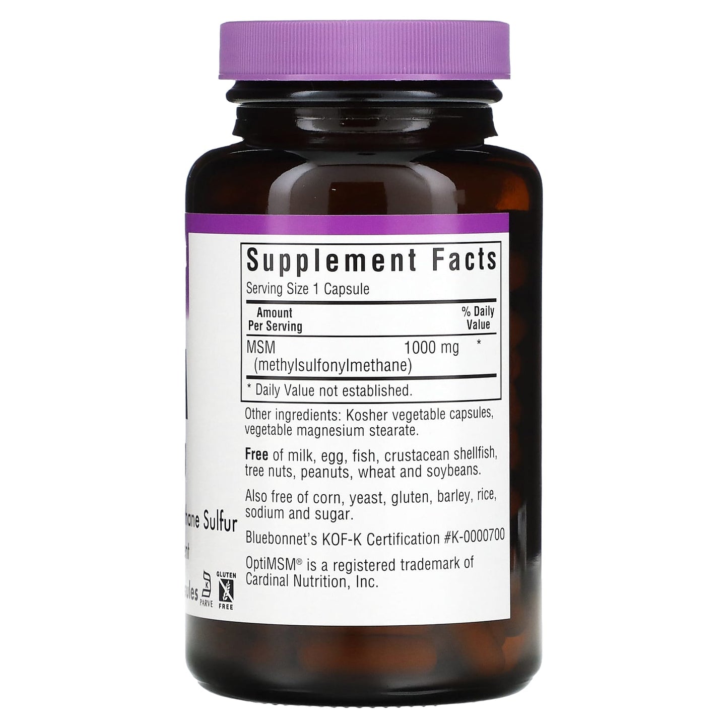 Bluebonnet, Msm 1000 Mg, 120 Vegetarian Capsules UPC 743715009608 | Hilife Vitamins