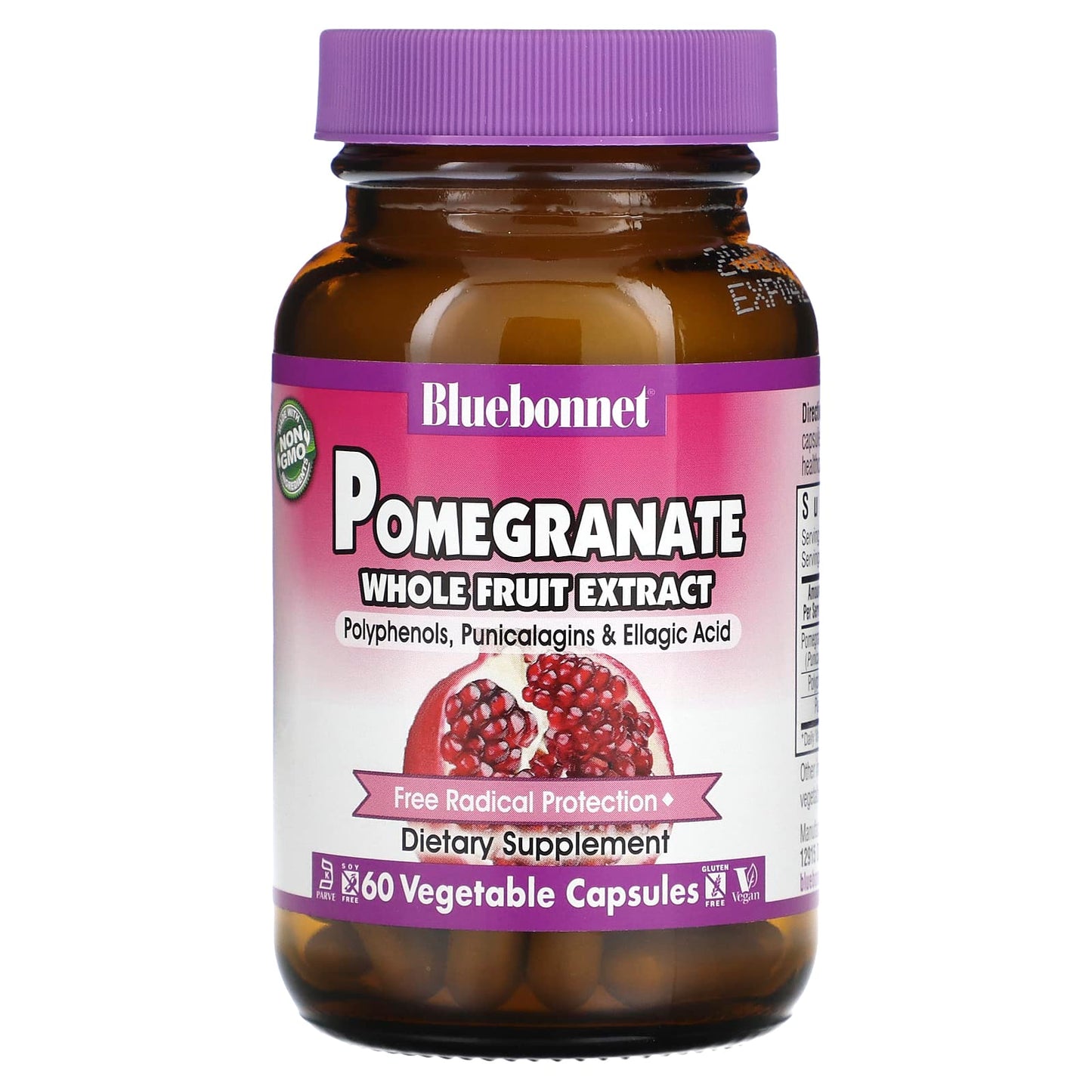 Bluebonnet, Standardized Pomegranate Whole Fruit Extract, 60 Vegetarian Capsules UPC 743715009837 | Hilife Vitamins