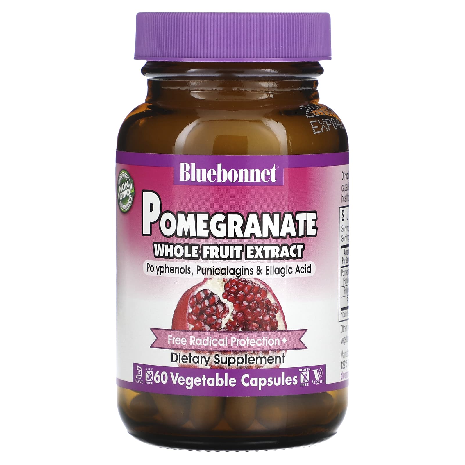 Bluebonnet, Standardized Pomegranate Whole Fruit Extract, 60 Vegetarian Capsules UPC 743715009837 | Hilife Vitamins