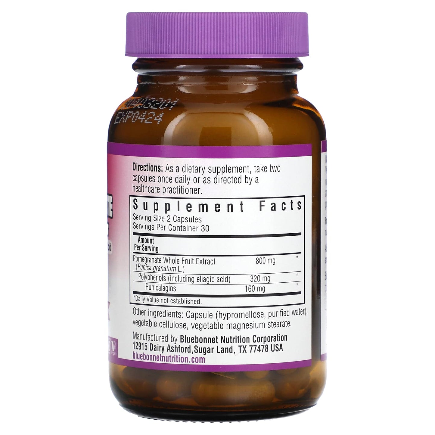 Bluebonnet, Standardized Pomegranate Whole Fruit Extract, 60 Vegetarian Capsules UPC 743715009837 | Hilife Vitamins