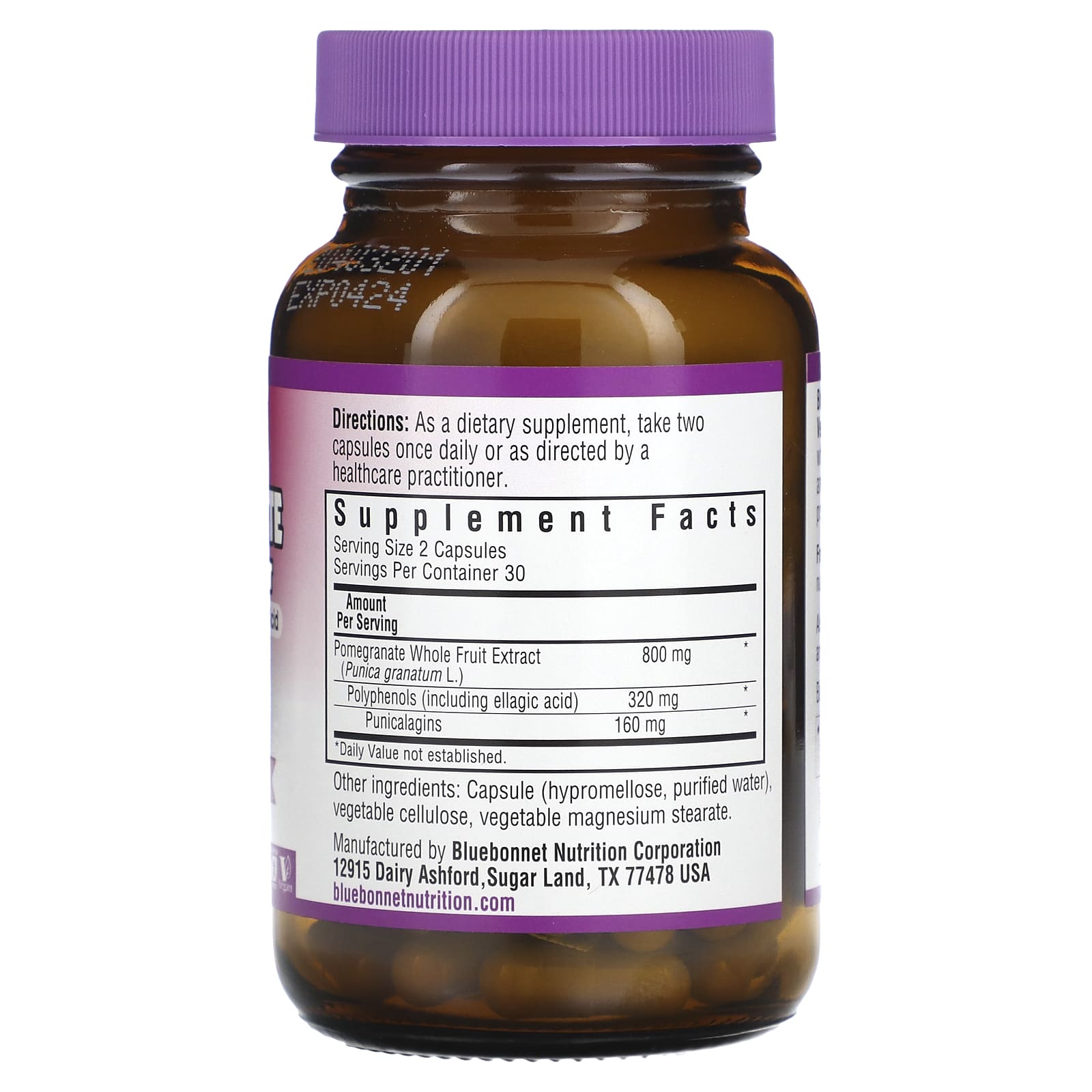 Bluebonnet, Standardized Pomegranate Whole Fruit Extract, 60 Vegetarian Capsules UPC 743715009837 | Hilife Vitamins