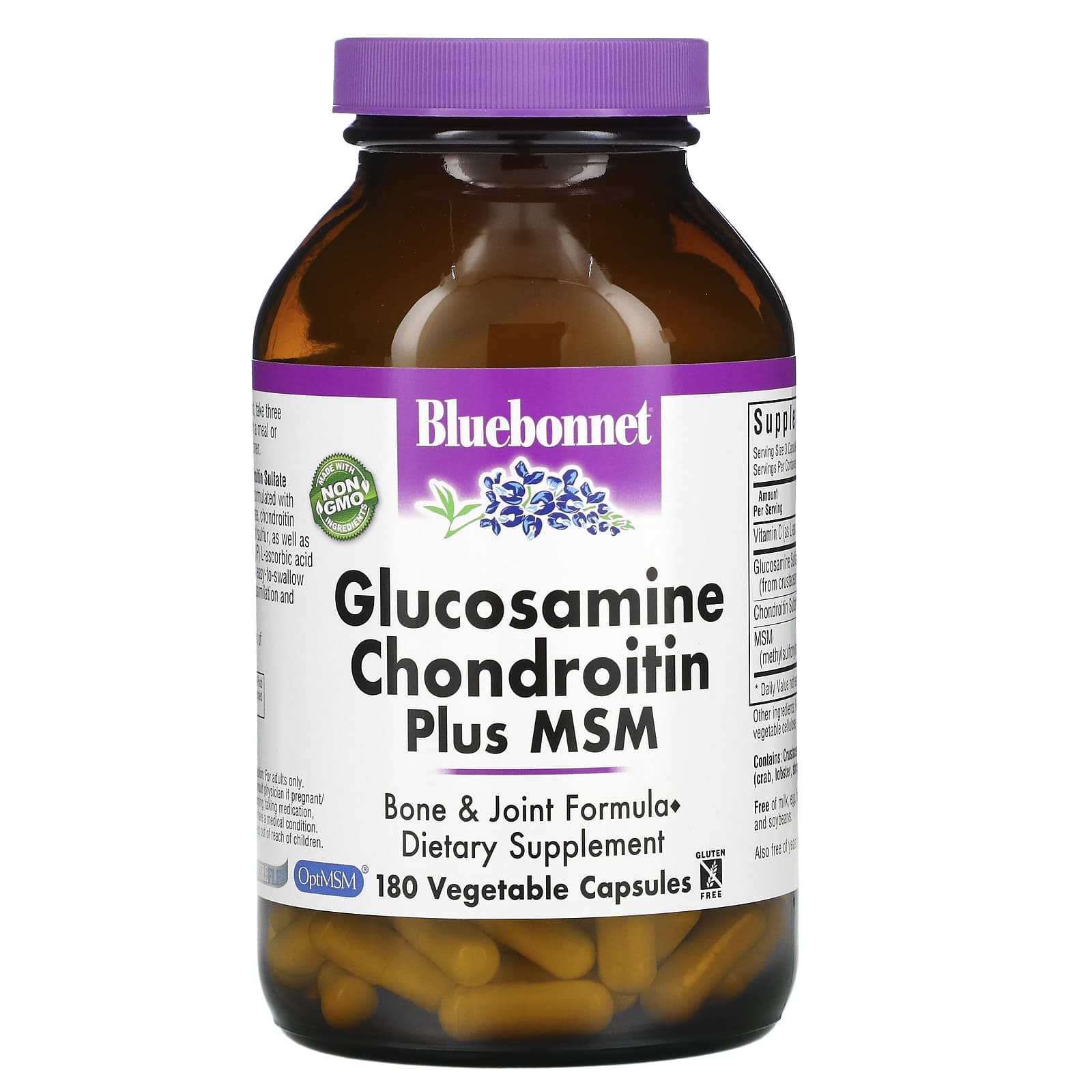 Bluebonnet, Glucosamine Chondroitin Plus Msm, 180 Vegetarian Capsules UPC 743715011212 | Hilife Vitamins