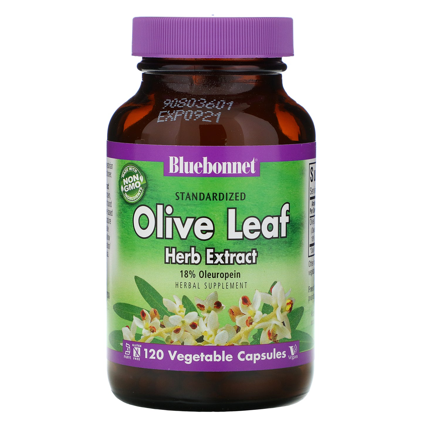 Bluebonnet, Olive Leaf Herb Extract, 120 Vegetarian Capsules UPC 743715013865 | Hilife Vitamins