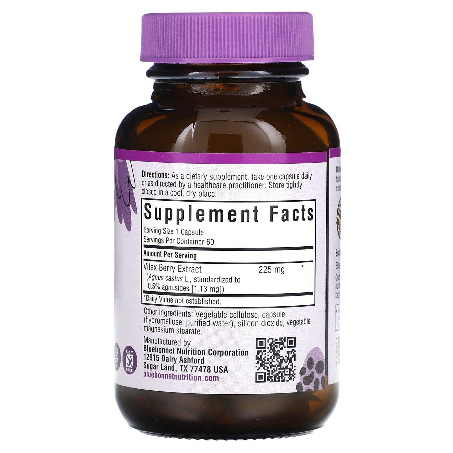 Bluebonnet, Standardized Vitex Berry Extract, 60 Vegetarian Capsules UPC 743715013995 | Hilife Vitamins
