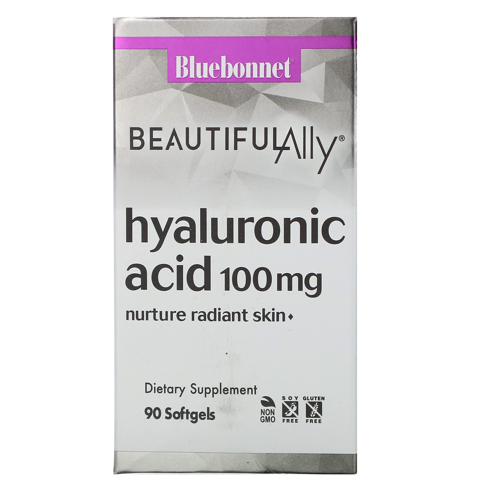 Bluebonnet, Beautiful Ally Hyaluronic Acid 100 mg, 90 Vegetarian Capsules UPC 743715015128 | Hilife Vitamins
