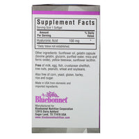 Bluebonnet, Beautiful Ally Hyaluronic Acid 100 mg, 90 Vegetarian Capsules UPC 743715015128 | Hilife Vitamins