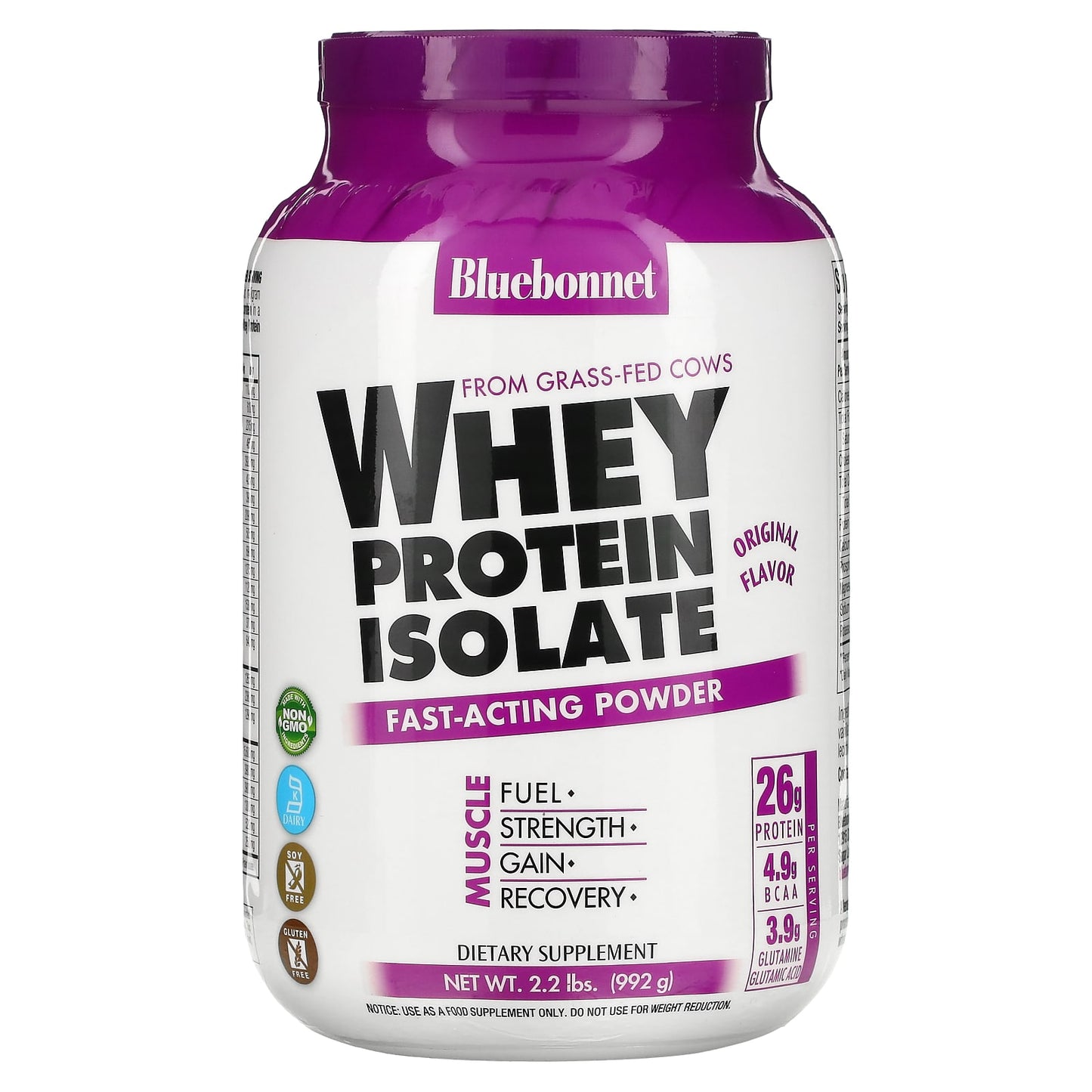 Bluebonnet, 100% Natural Whey Protein Isolate Powder Original Flavor, 2.2 Powder UPC 743715015616 | Hilife Vitamins