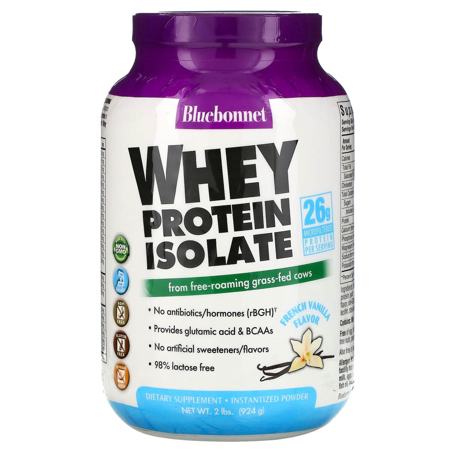 Bluebonnet, 100% Natural Whey Protein Isolate Powder French Vanilla Flavor, 2 Powder UPC 743715015654 | Hilife Vitamins