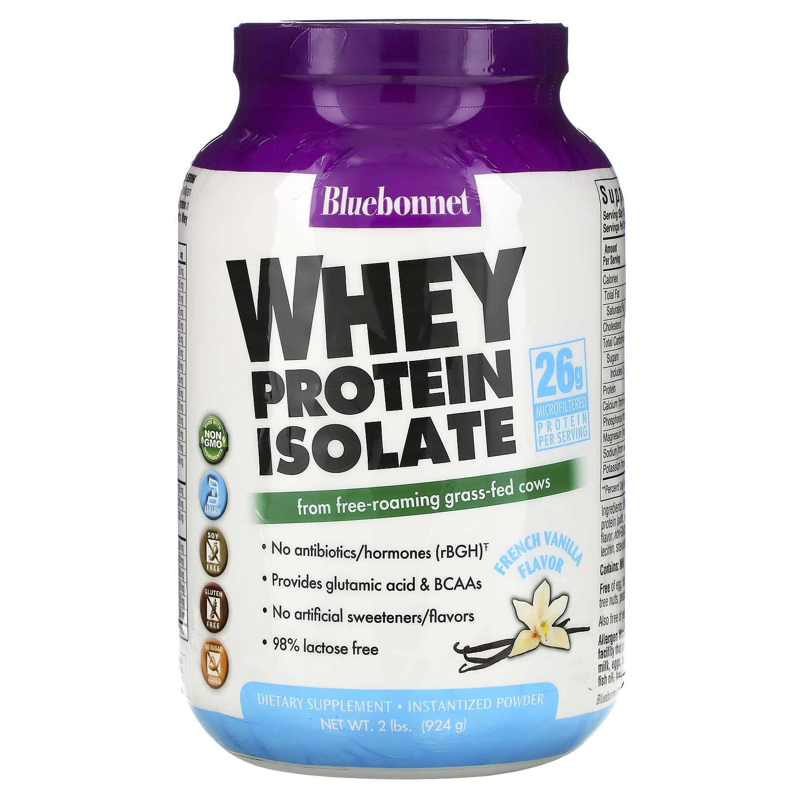 Bluebonnet, 100% Natural Whey Protein Isolate Powder French Vanilla Flavor, 2 Powder UPC 743715015654 | Hilife Vitamins