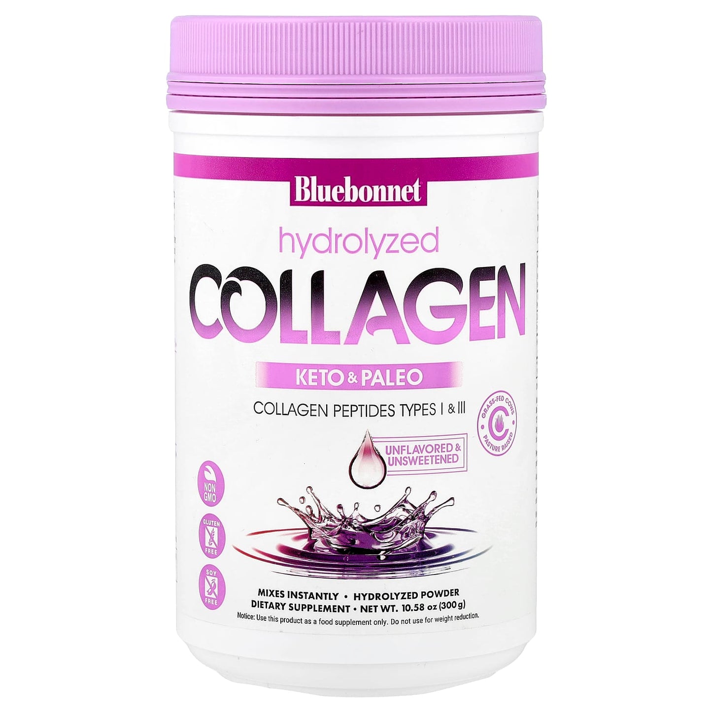 Bluebonnet, Hydrolyzed Collagen Powder, Unflavored, 10.58 oz (300 g) Powder UPC 743715017467 | Hilife Vitamins