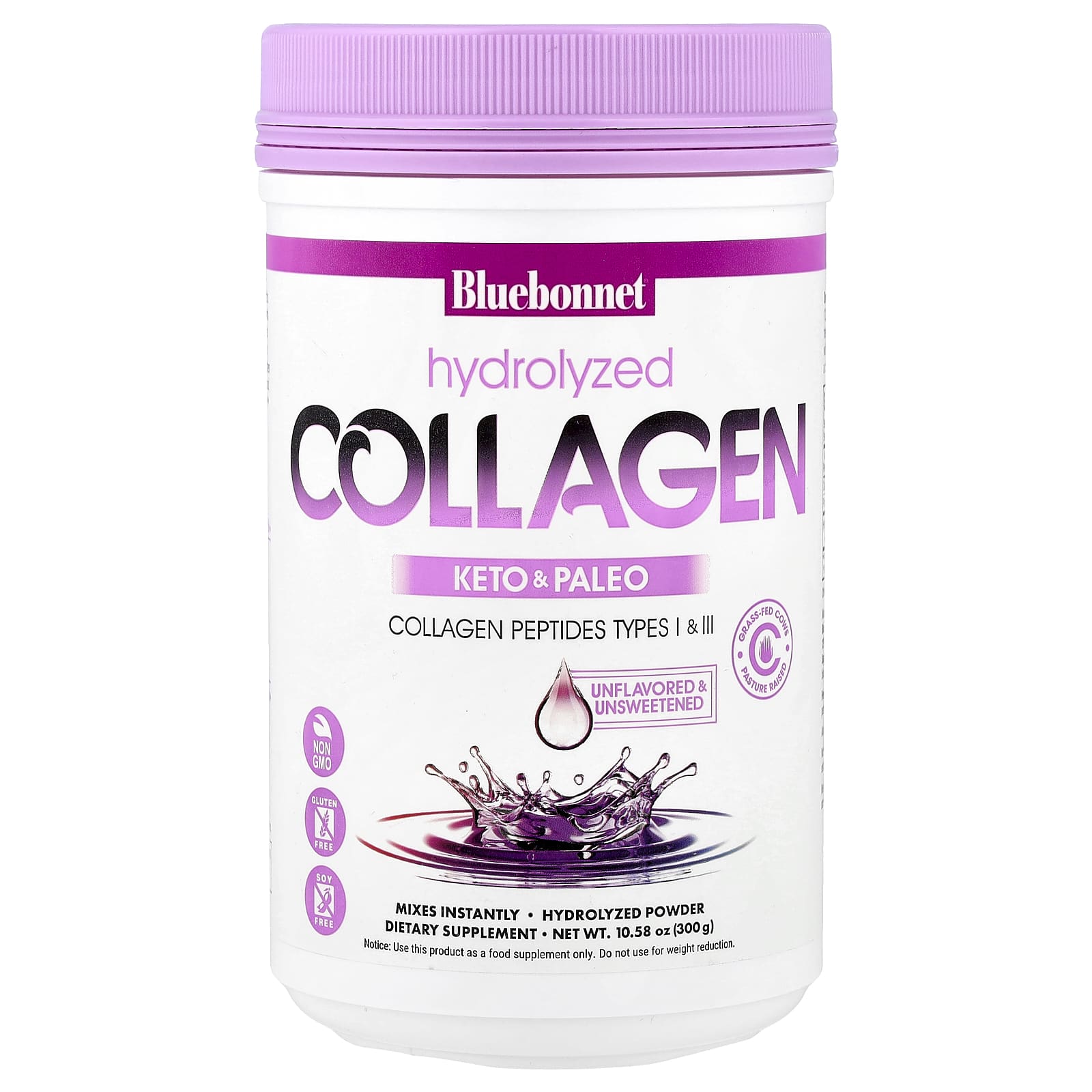 Bluebonnet, Hydrolyzed Collagen Powder, Unflavored, 10.58 oz (300 g) Powder UPC 743715017467 | Hilife Vitamins