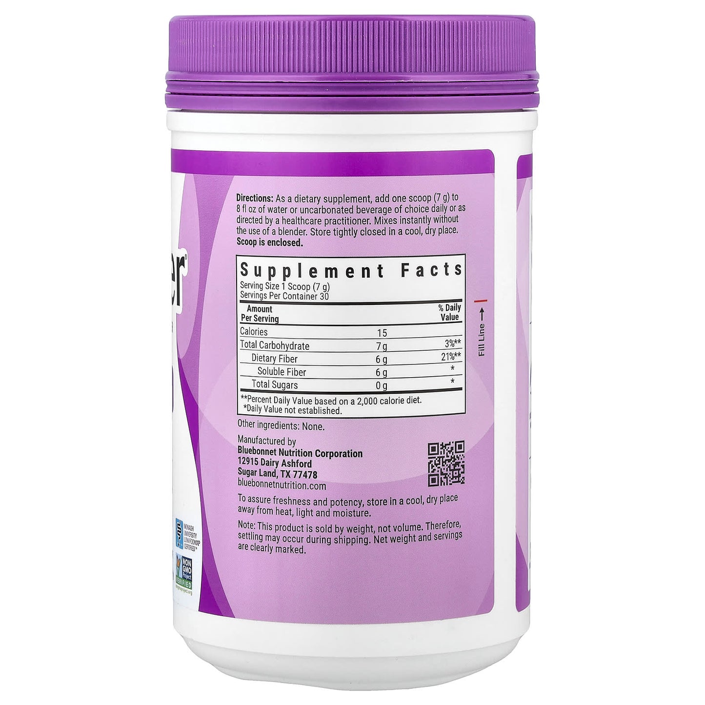Bluebonnet, Sunfiber®, Prebiotic Soluble Fiber, 7.4 oz (210 g) UPC 743715030206 | Hilife Vitamins