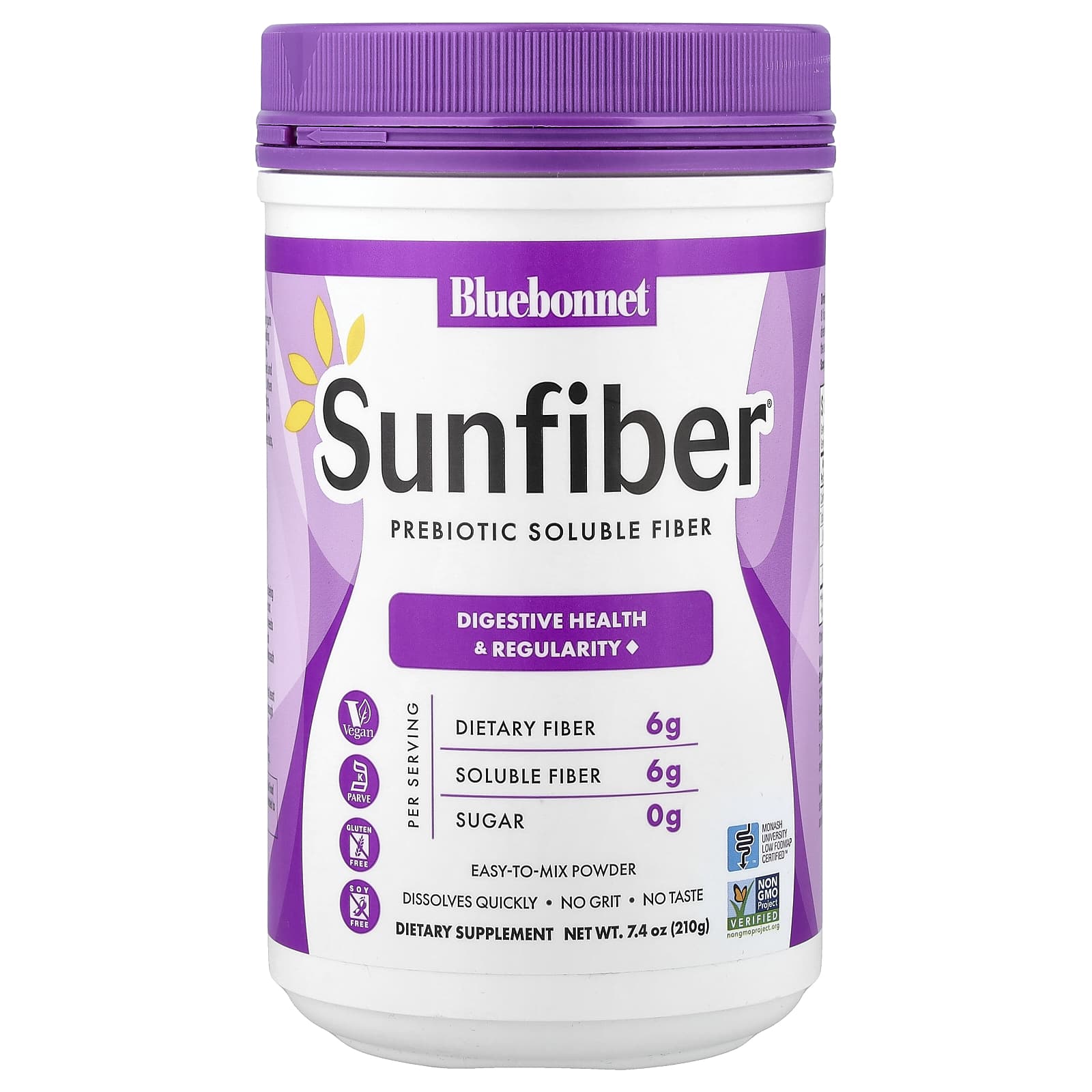 Bluebonnet, Sunfiber®, Prebiotic Soluble Fiber, 7.4 oz (210 g) UPC 743715030206 | Hilife Vitamins