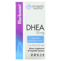 Bluebonnet, Intimate Essentials, DHEA, For Him & For Her, 50 mg, 60 Vegetable Capsules UPC 743715040175 | Hilife Vitamins