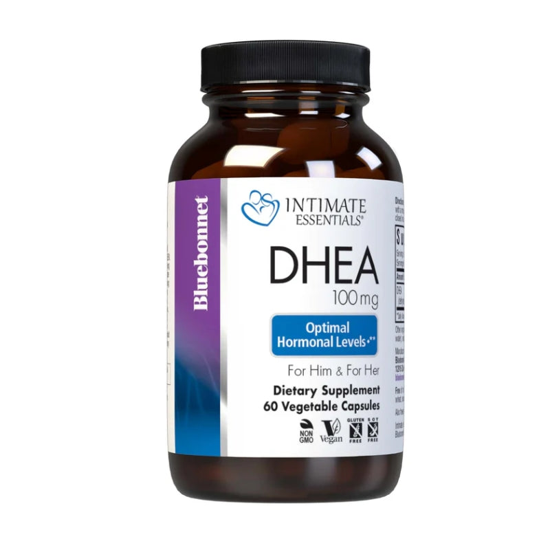 Bluebonnet, Intimate Essentials, DHEA, 100 mg, Optimal Hormone Levels, For Him & For Her, 60 Vegetable Capsules