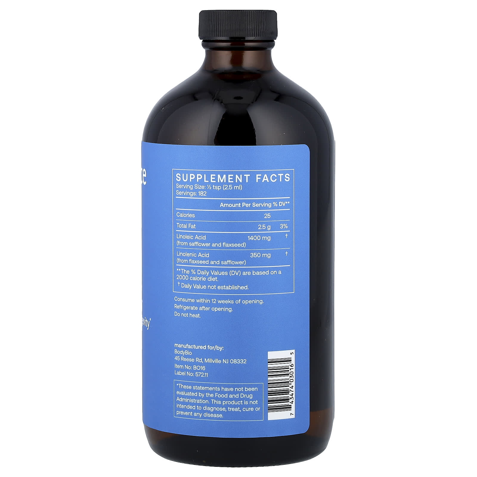 BodyBio, Balance Oil, Essential Fatty Acids, 16 fl oz (473 ml) UPC 743474030165 | HiLife Vitamins