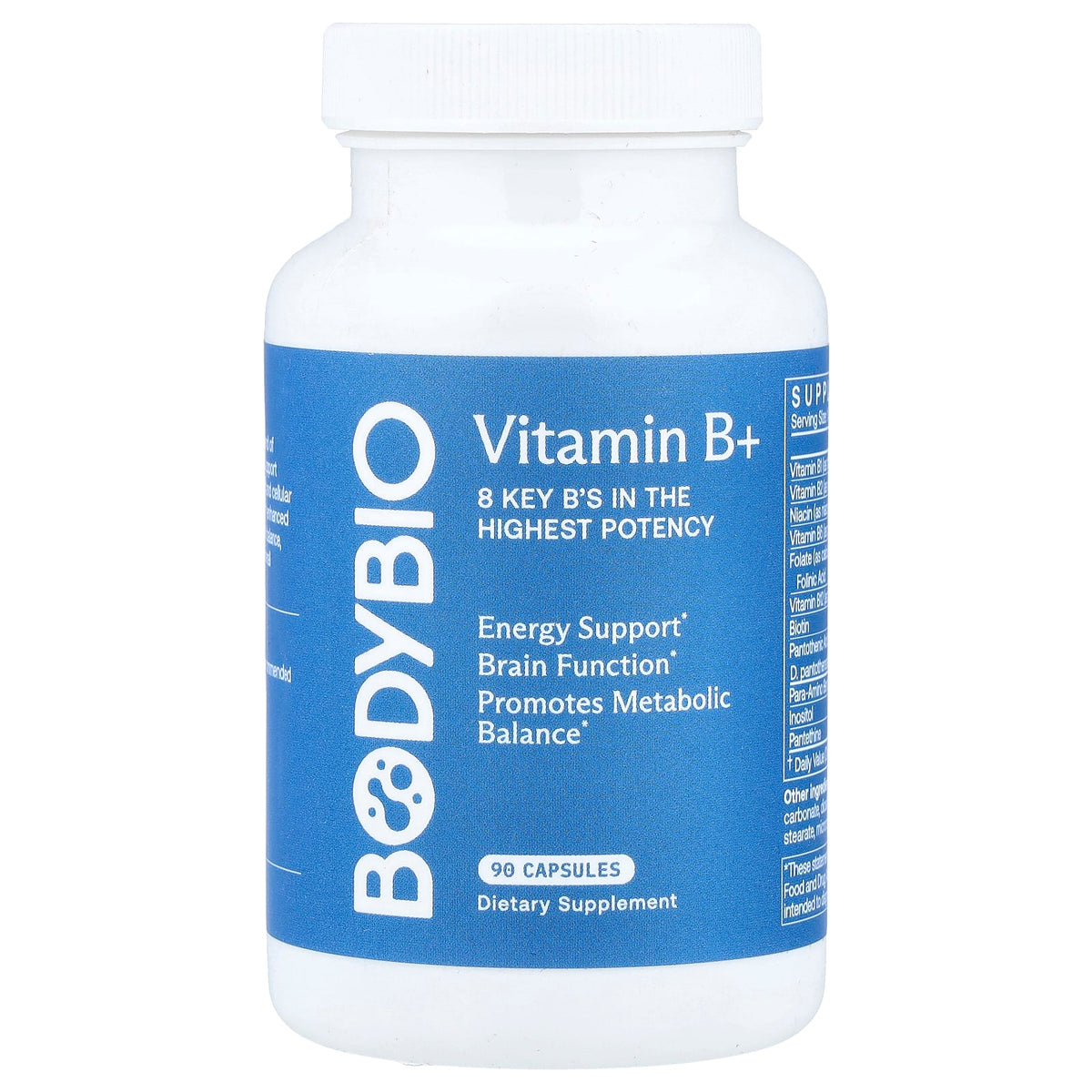 BodyBio, Vitamin B+, 90 Capsules UPC 743474898109 | Hilife Vitamins