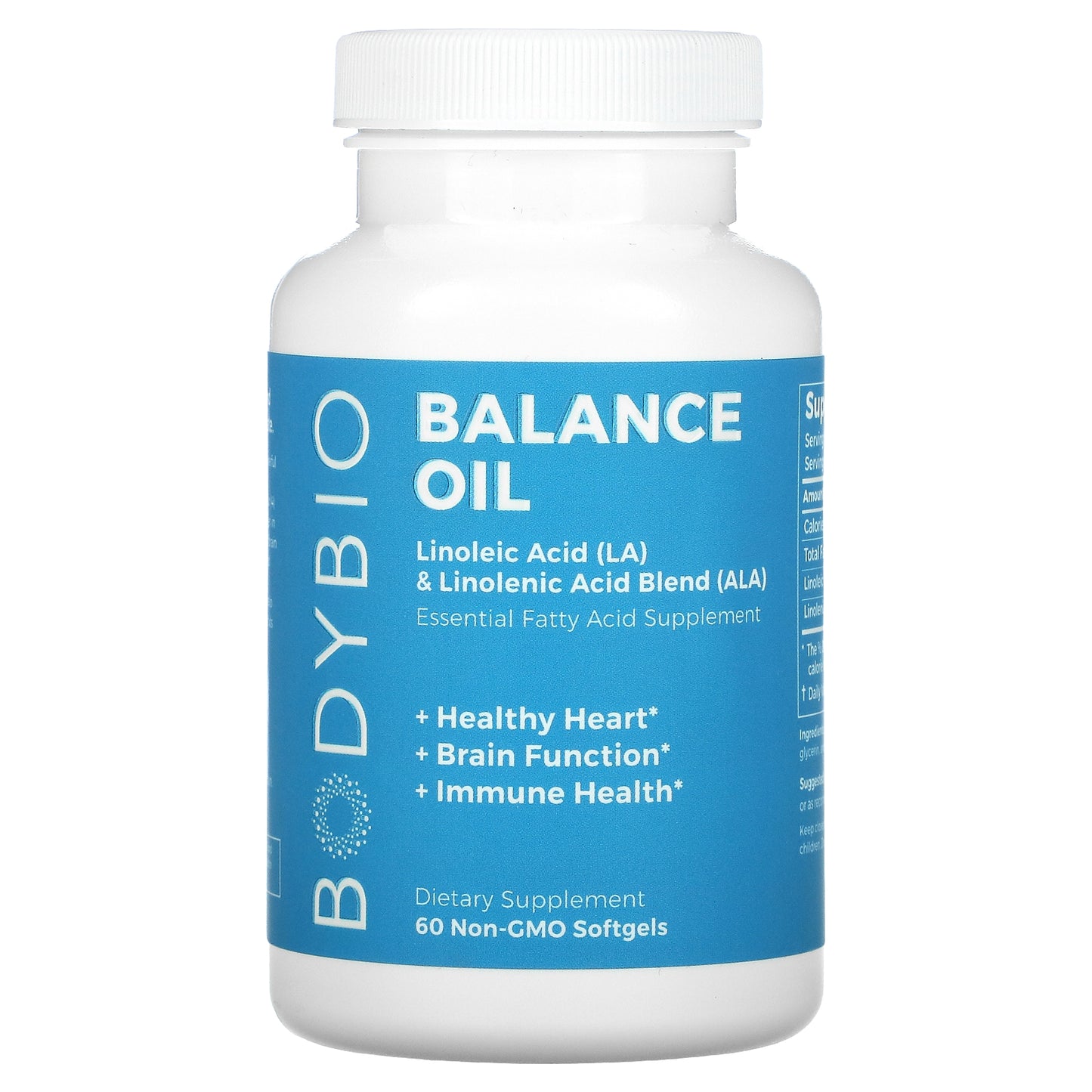 BodyBio, Balance Oil, Linoleic Acid (LA) & Linolenic Acid Blend (ALA), 60 Non-GMO Softgels UPC 743474911051 | HiLife Vitamins