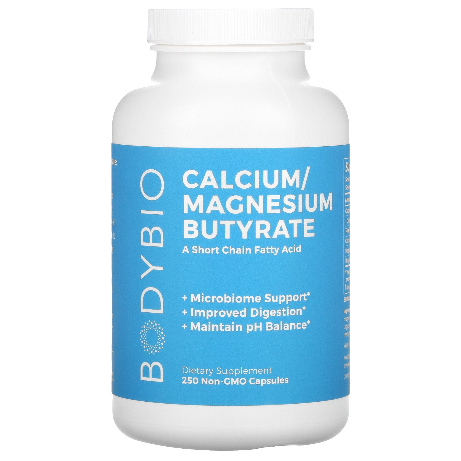 BodyBio, Calcium Magnesium Butyrate, 250 Non-GMO Capsules UPC 743474913253 | HiLife Vitamins