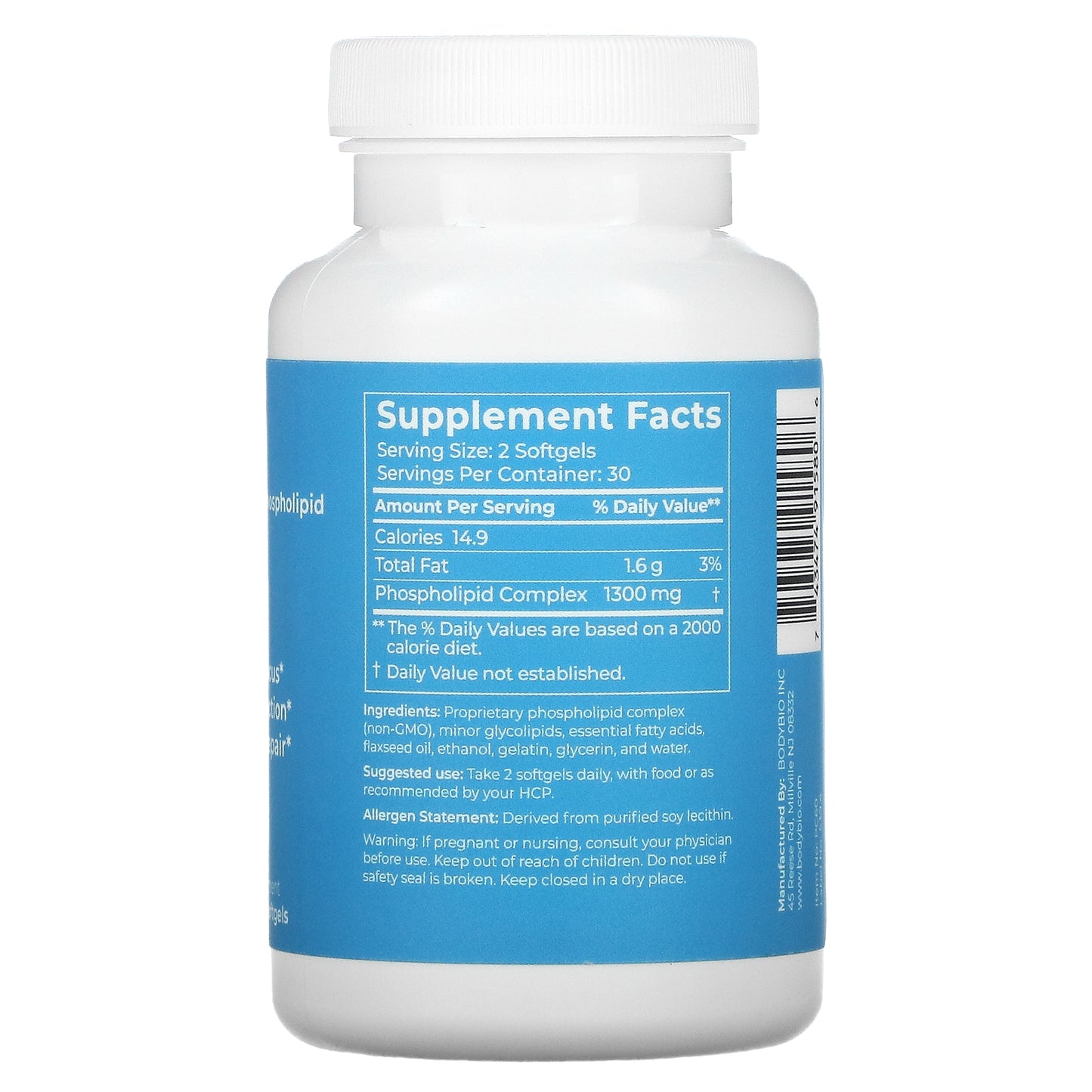 BodyBio, Liposomal Phospholipid Complex, 60 Non-GMO Softgels UPC 743474915806 | HiLife Vitamins