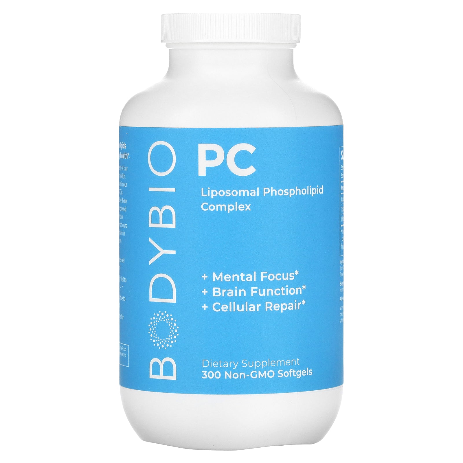 BodyBio, PC (Phosphatidylcholine) 1300 mg, 300 Non-GMO Softgels UPC 743474916506 | HiLife Vitamins
