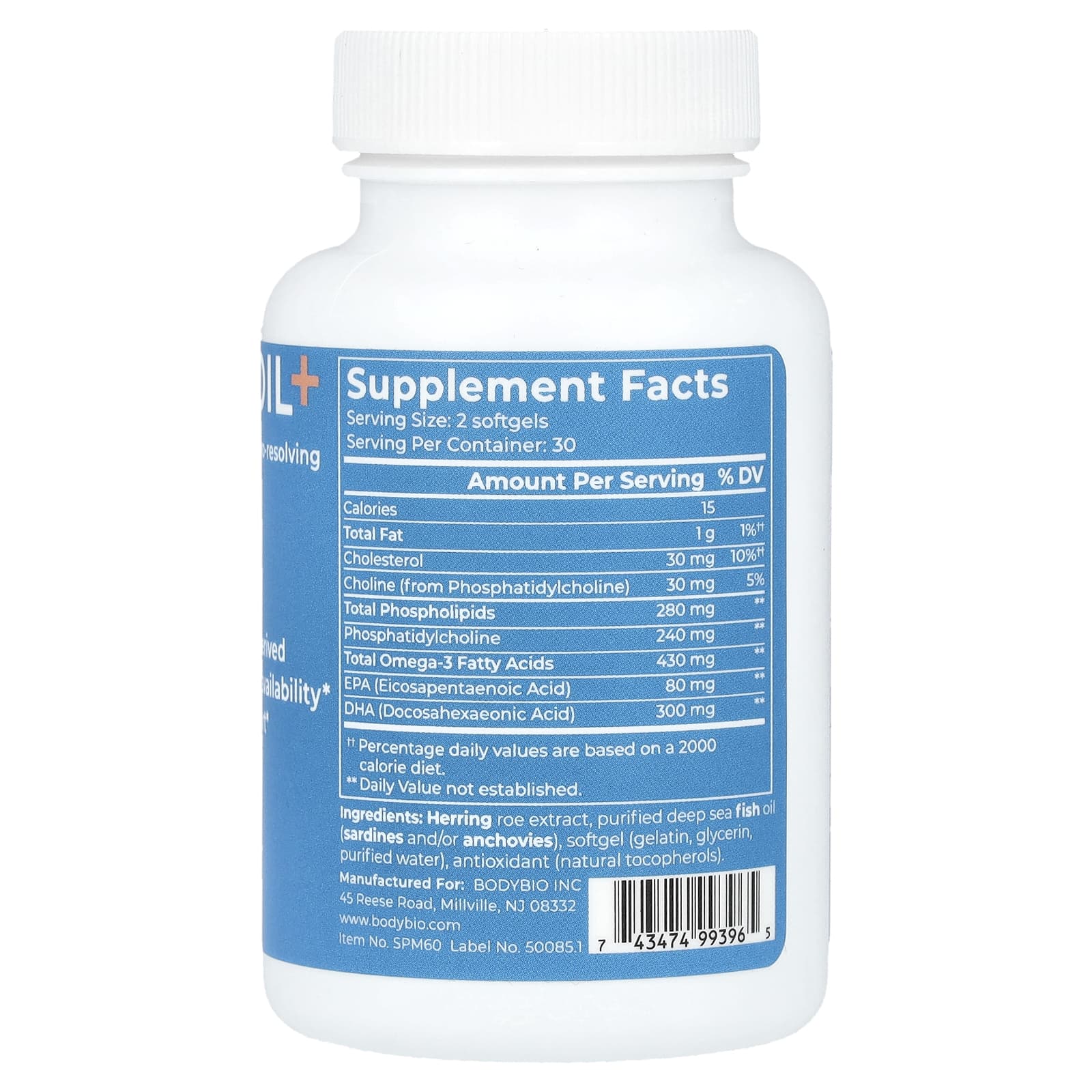 BodyBio, Fish Oil+, 60 Softgels - [product_sku] | HiLife Vitamins