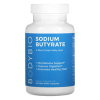 BodyBio, Sodium Butyrate, 100 Non-GMO Capsules - 743474999905 | Hilife Vitamins