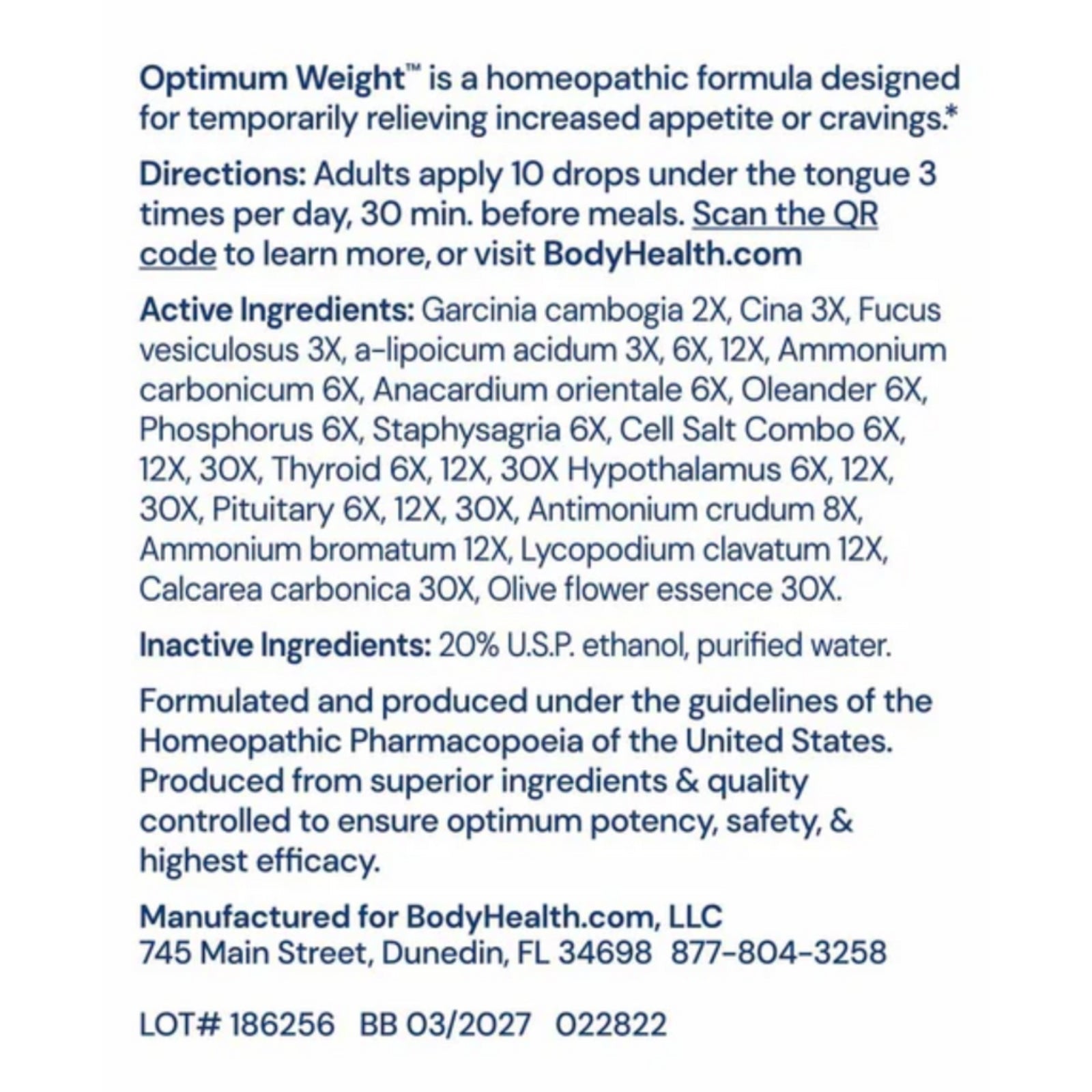 Bodyhealth, Optimum Weight, 2 fl oz UPC 793573856517 | Hilife Vitamins