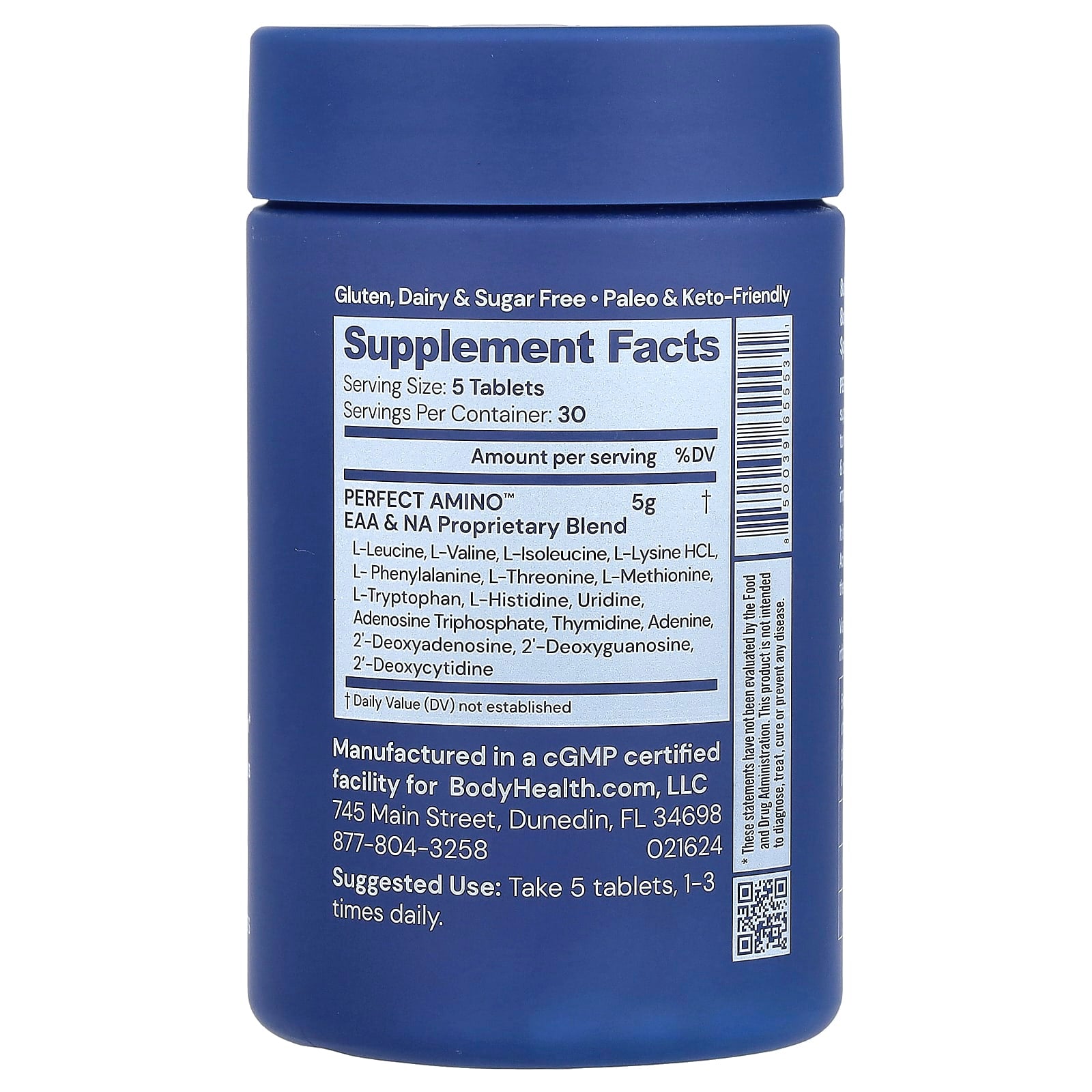 Bodyhealth, Perfect Amino, 150 Non-Coated Tablets UPC 850039655531 | HiLife Vitamins