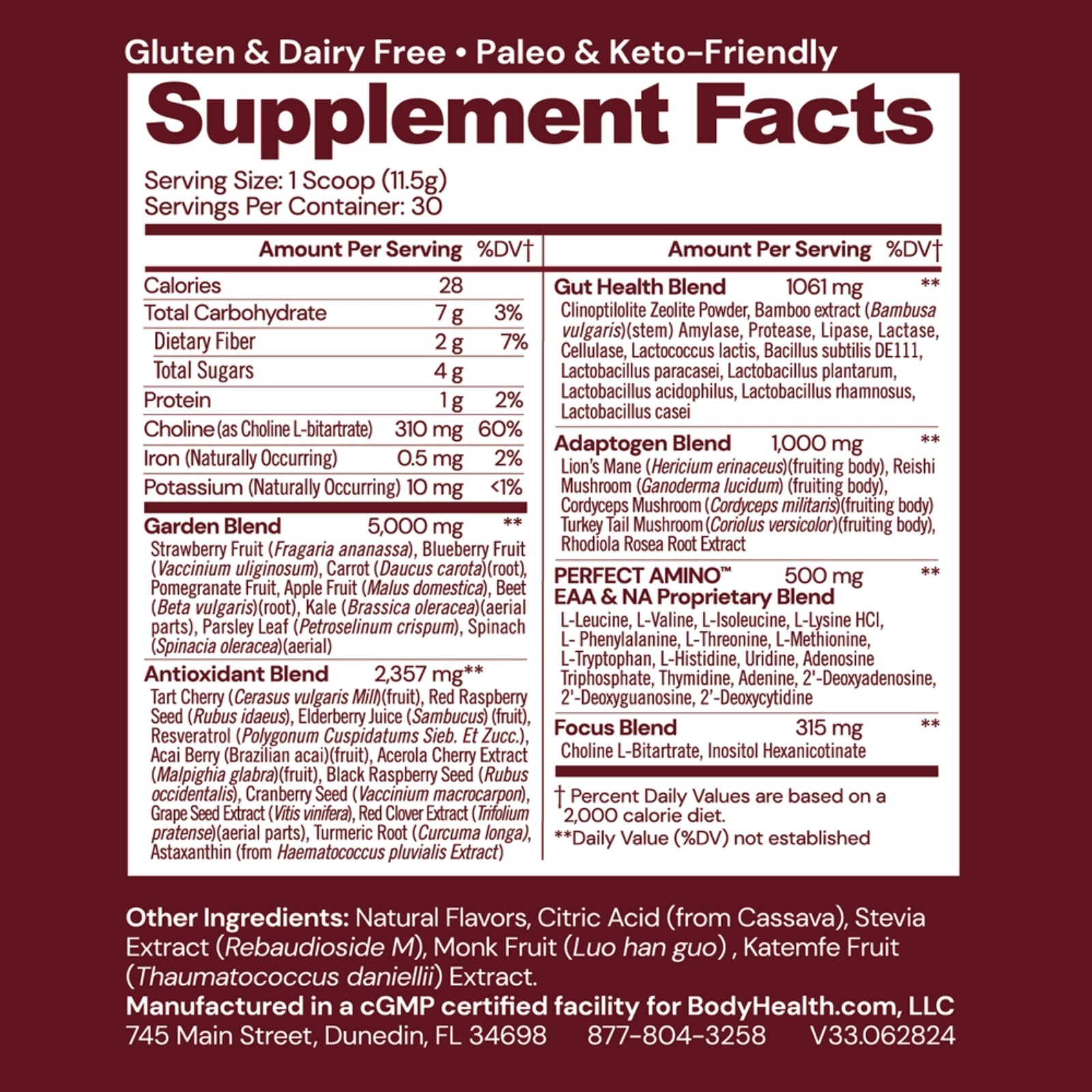 Bodyhealth, Reds, Enhanced With Perfect Amino, 12.2 oz (345 g) UPC 850055756120 | HiLife Vitamins