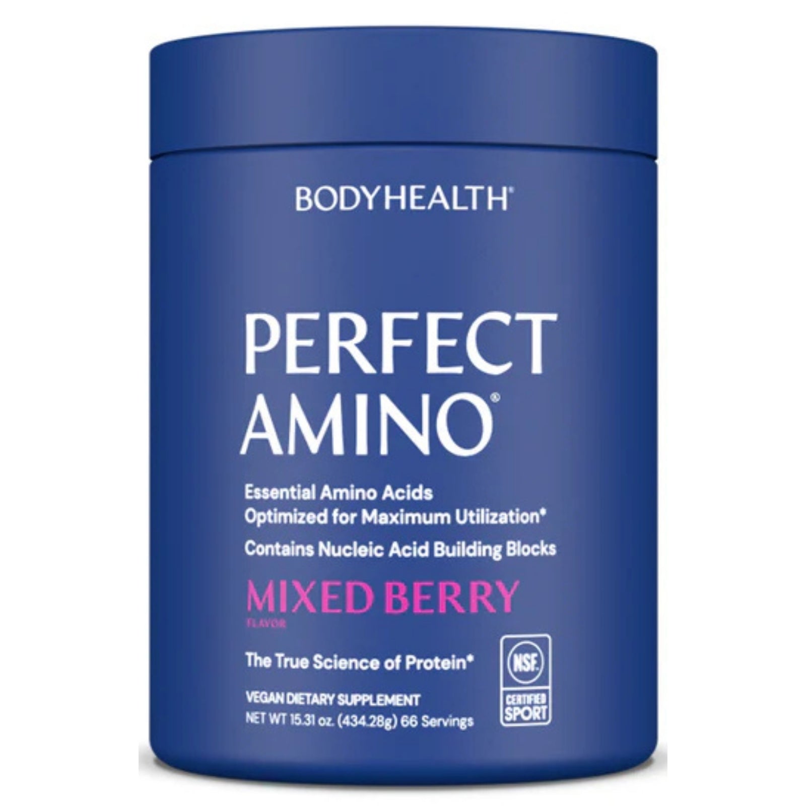 Bodyhealth, Perfect Amino Powder, Mixed Berry Flavor, NSF Certified for Sport, 15.31 oz (434.28g) UPC 850055756823 | HiLife Vitamins