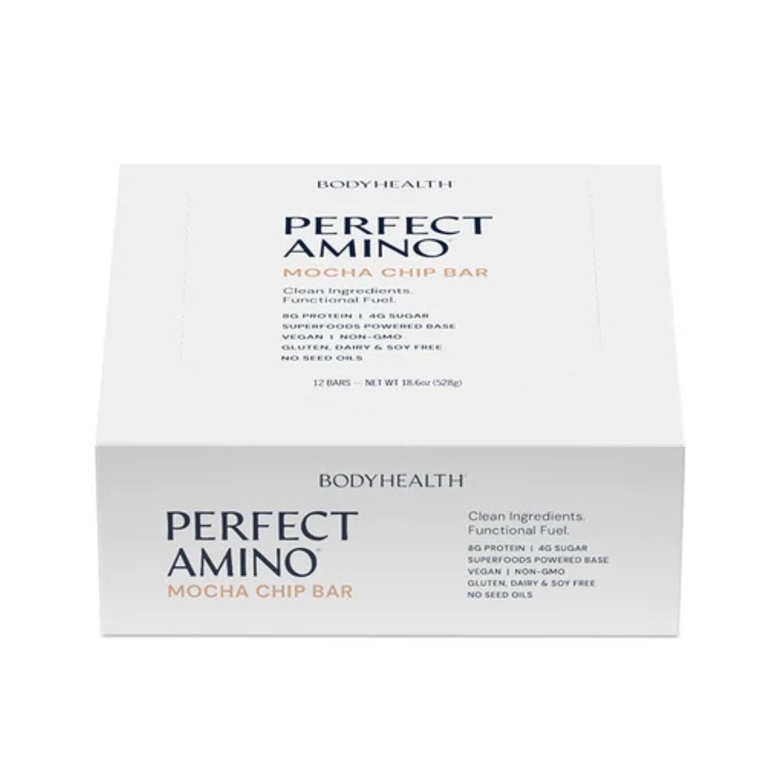 Bodyhealth, Perfect Amino Bar, Mocha Chip Flavor, 12 Bars UPC 850073935033 | Hilife Vitamins