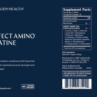 Bodyhealth, Perfect Amino Creatine, NSF Certified for Sport, 150 Tablets UPC 850073935422 | Hilife Vitamins