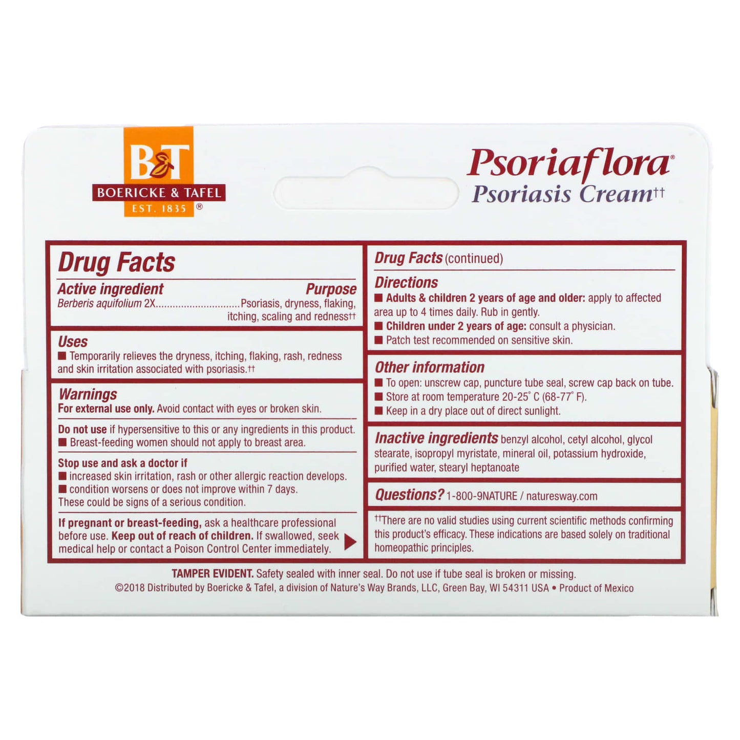 Boericke Tafel, Psoriaflora Cream, 1 Oz Cream UPC 308078509907 | Hilife Vitamins