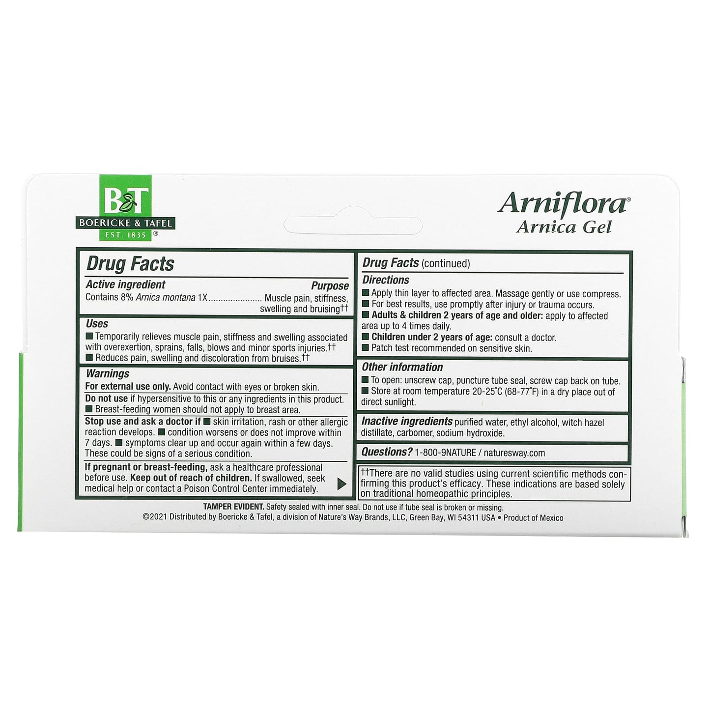 Boericke & Tafel, Arniflora Arnica Gel, 2.75 Oz UPC 308078250977 | Hilife Vitamins